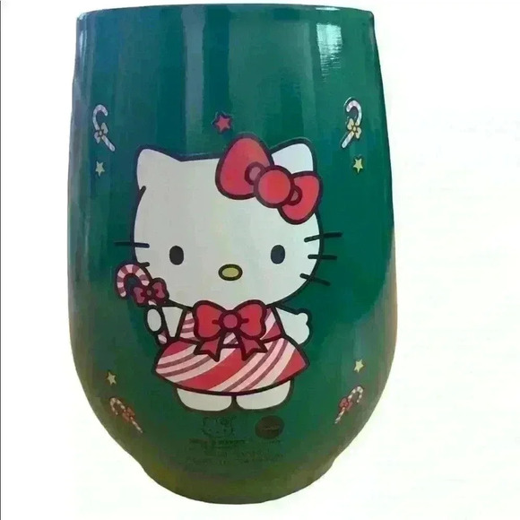 Hello Kitty by Sanrio Holiday 2021 Wine Drinkware Tumbler Coffee Cup. 10oz Green - Picture 1 of 3